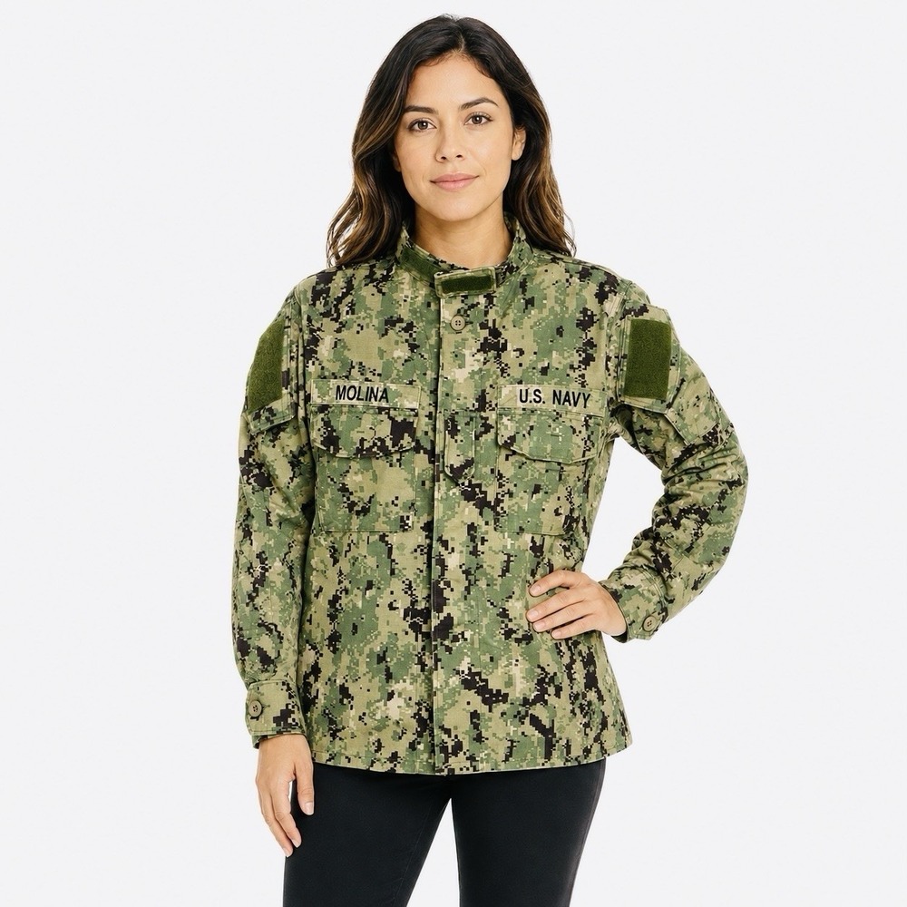 US Navy NWU Type III AOR2 Camo Blouse Small Regular MOLINA USN Military Uniform